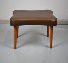 Mid-Century Retro Danish Brown Leather Footstool / Ottoman, 1960s-1970s