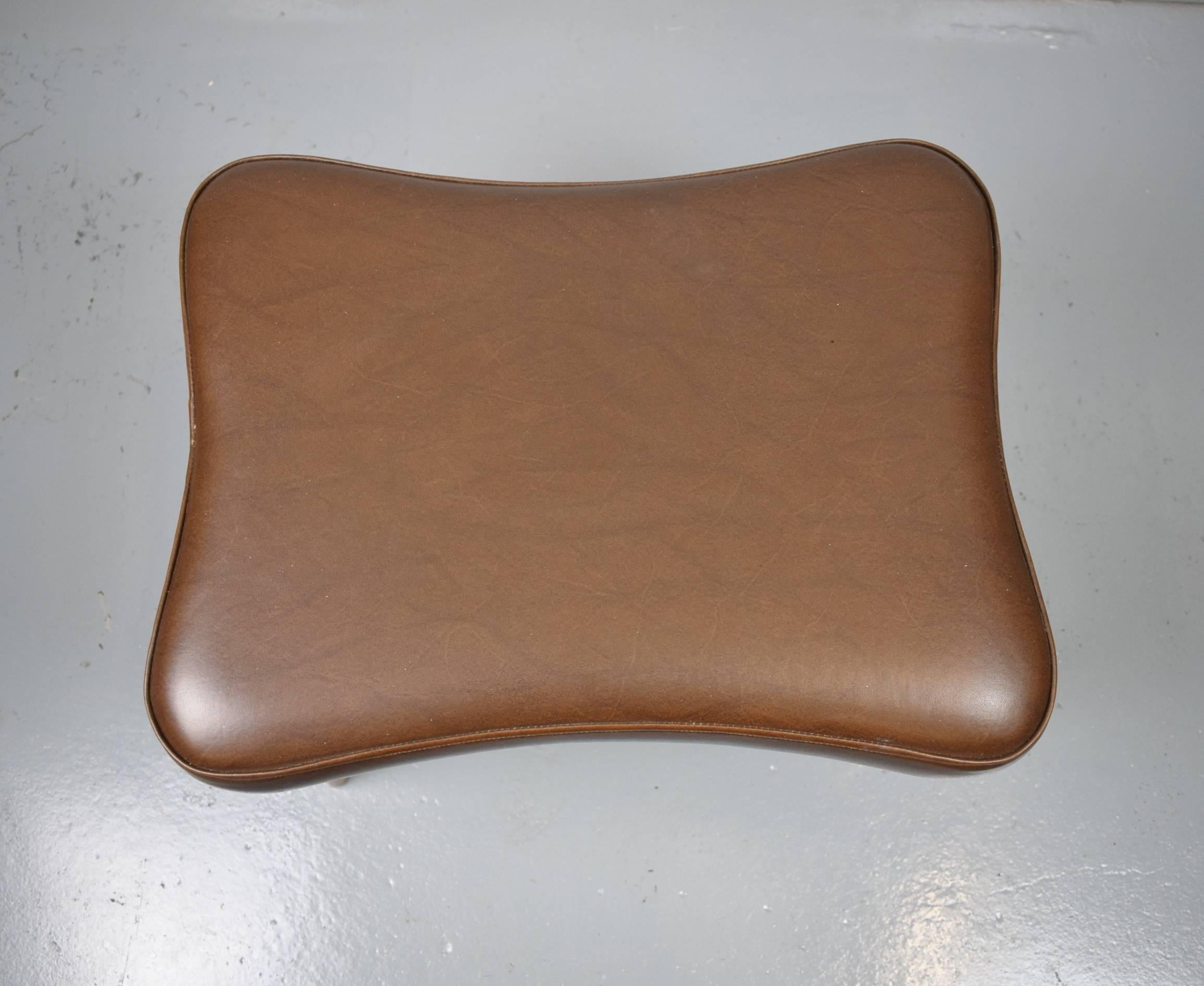 Mid-Century Modern Mid-Century Retro Danish Brown Leather Footstool / Ottoman, 1960s-1970s For Sale