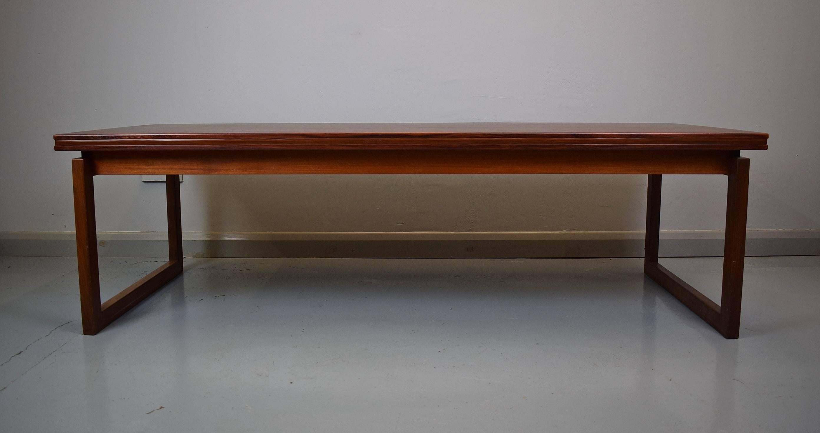 Beech Mid-Century Retro Danish Large Rosewood Sofa Coffee Table by Anton Kildeberg For Sale