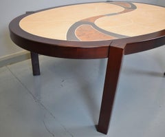 Mid-Century Danish Retro Tiled and Brushed Metal Mahogany Coffee Table by Haslev