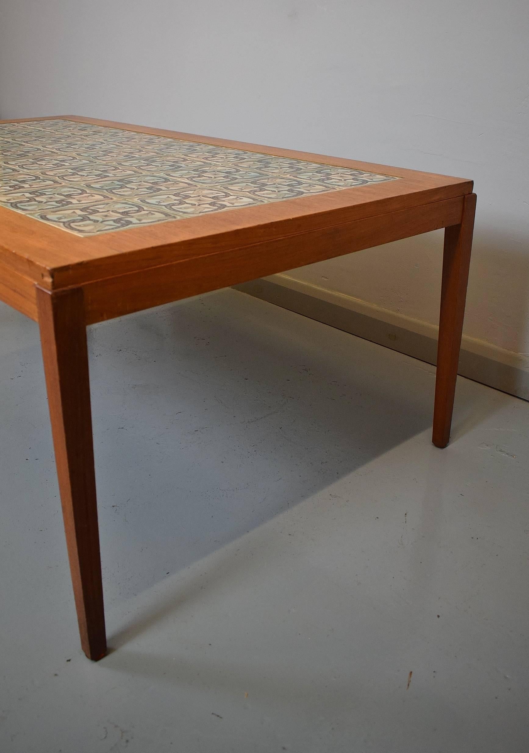 Mid-Century Retro Danish Teak Tile Top Coffee Table by Haslev & Royal Copenhagen In Excellent Condition For Sale In Selston, Nottinghamshire