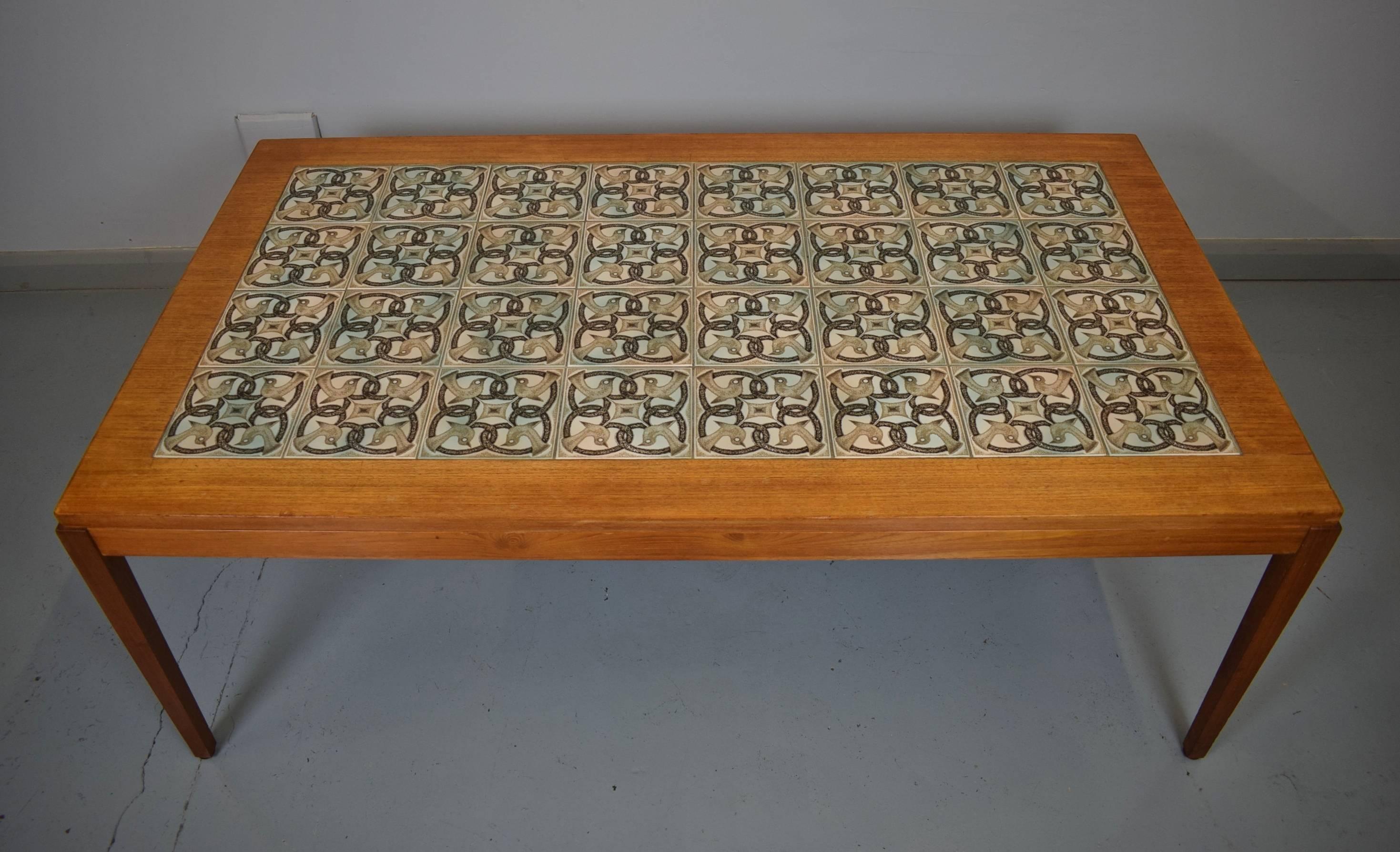 Designer: Danish Design

Manufacturer: Haslev & Royal Copehagen Porcelain

Country: Denmark

Date: 1960s

Material: Teak and procelain

Maximum Dimensions: Width 140 cm, depth 79 cm and height 53 cm

Condition: Excellent with only small