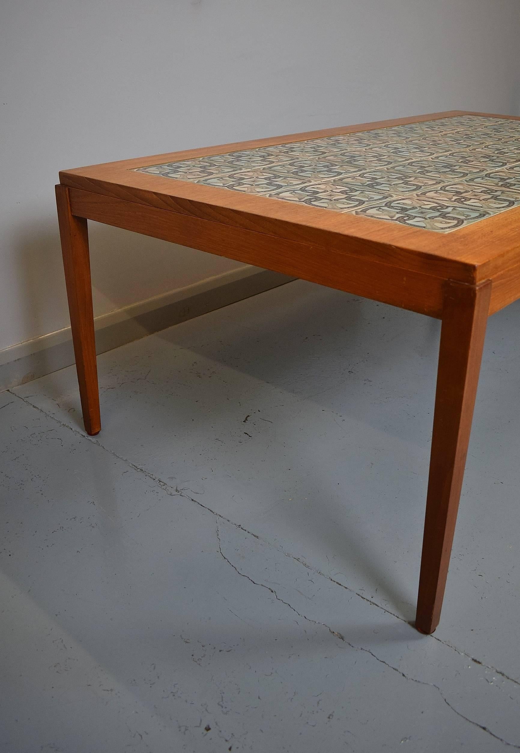 20th Century Mid-Century Retro Danish Teak Tile Top Coffee Table by Haslev & Royal Copenhagen For Sale