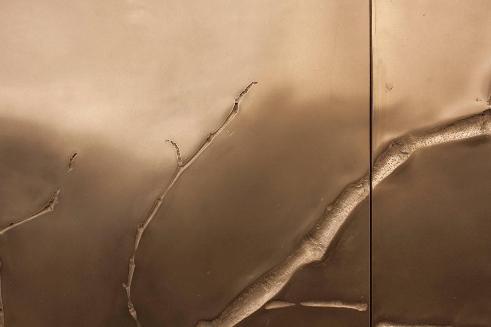 American 'Ghosted Branches I' Custom Contemporary Bronze Wall Panels One-Sided Triptych For Sale
