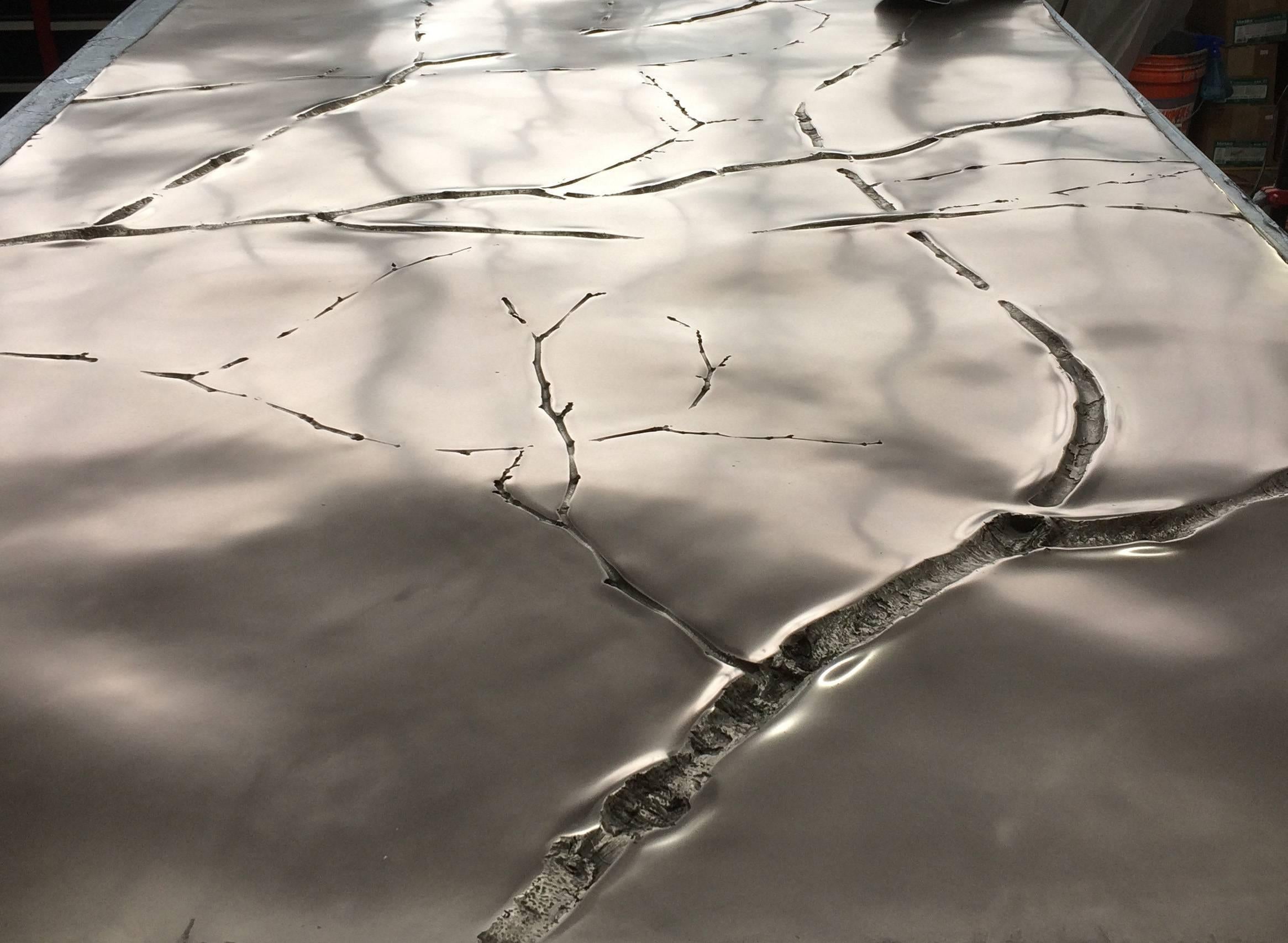 Molded 'Ghosted Branches I' Custom Contemporary Bronze Wall Panels One-Sided Triptych For Sale