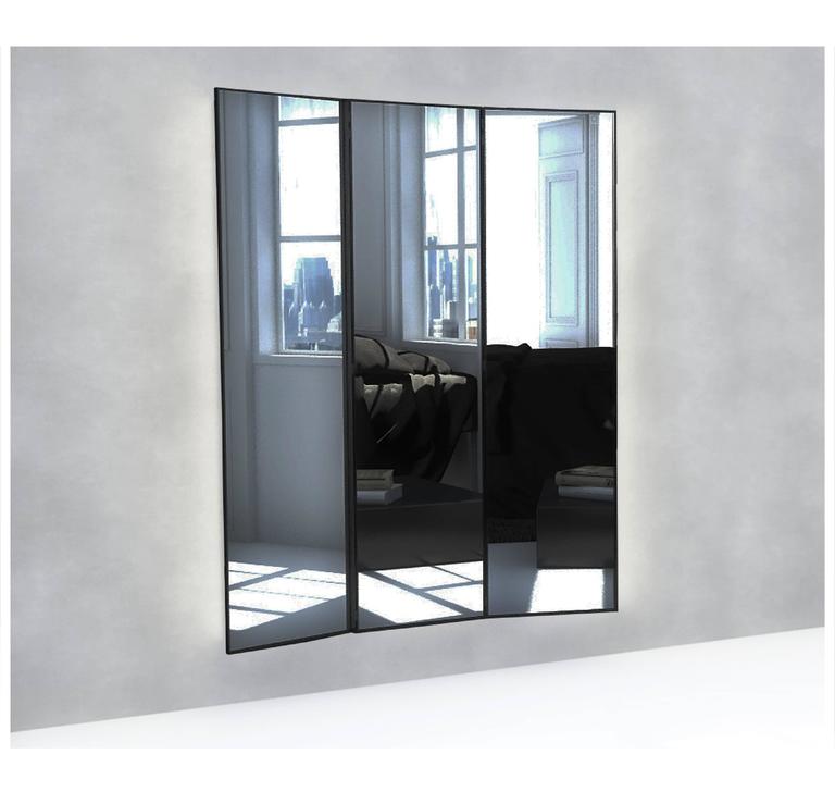 Ether Atelier Portal Tri Fold Black Steel Dressing Mirror Wall