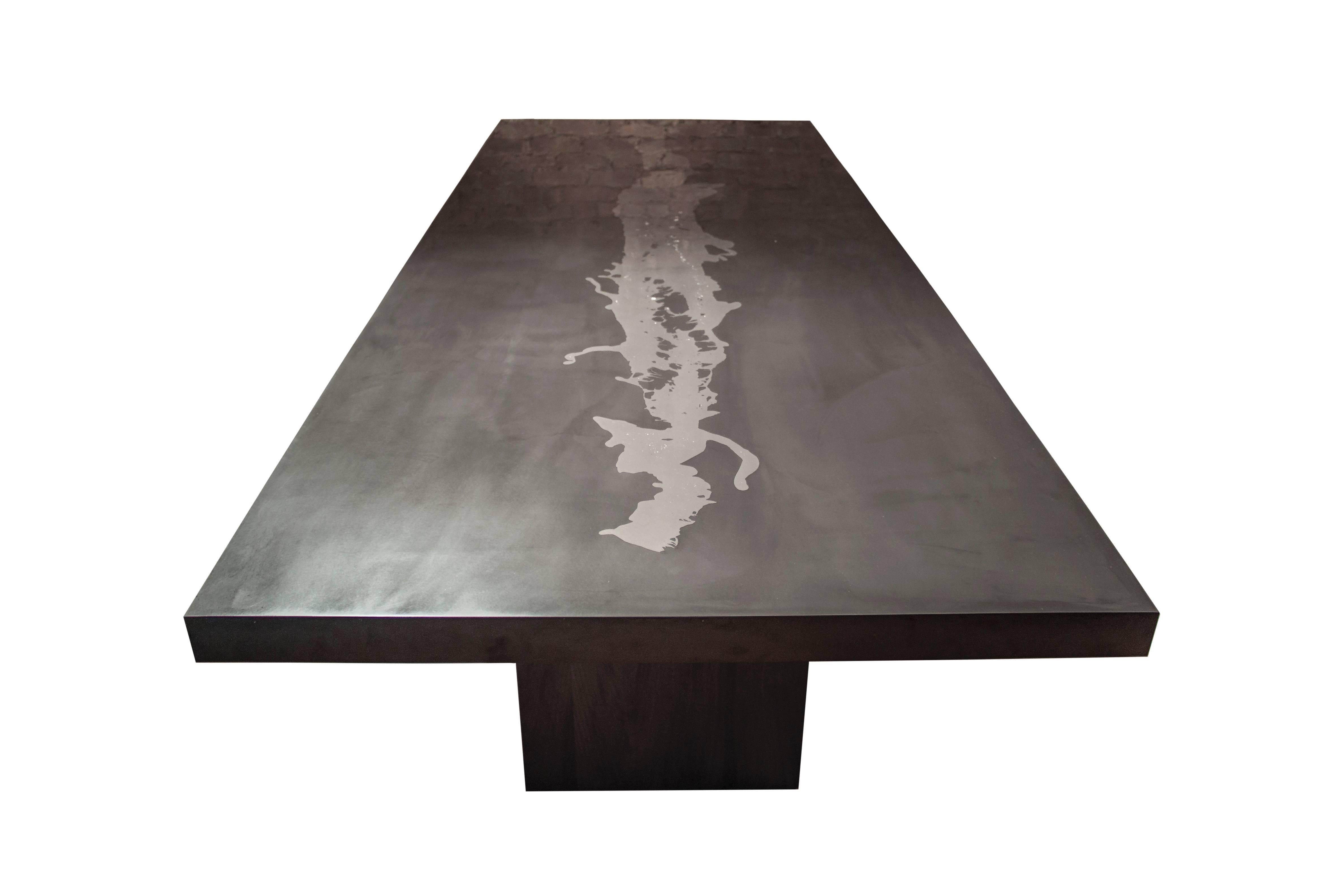 'Hephaestus II' Metal, Graphite Resin, Black Ash Dining Table, Customizeable For Sale 2