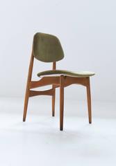 Set of Six Teak and Velvet Chairs by Proserpio, 1950s