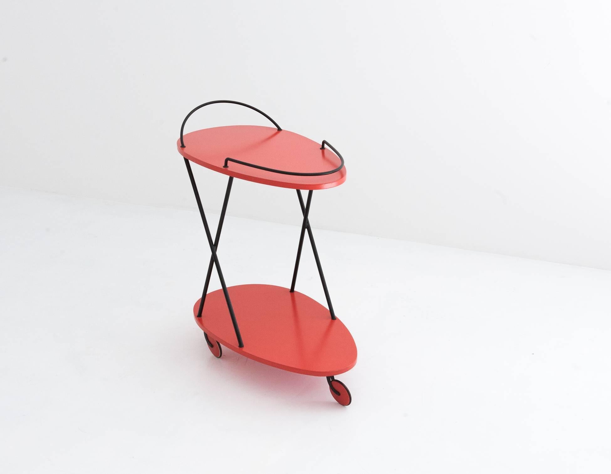 This rotating drinks trolley was designed in Italy during the 1960s. It is in a very good vintage condition.