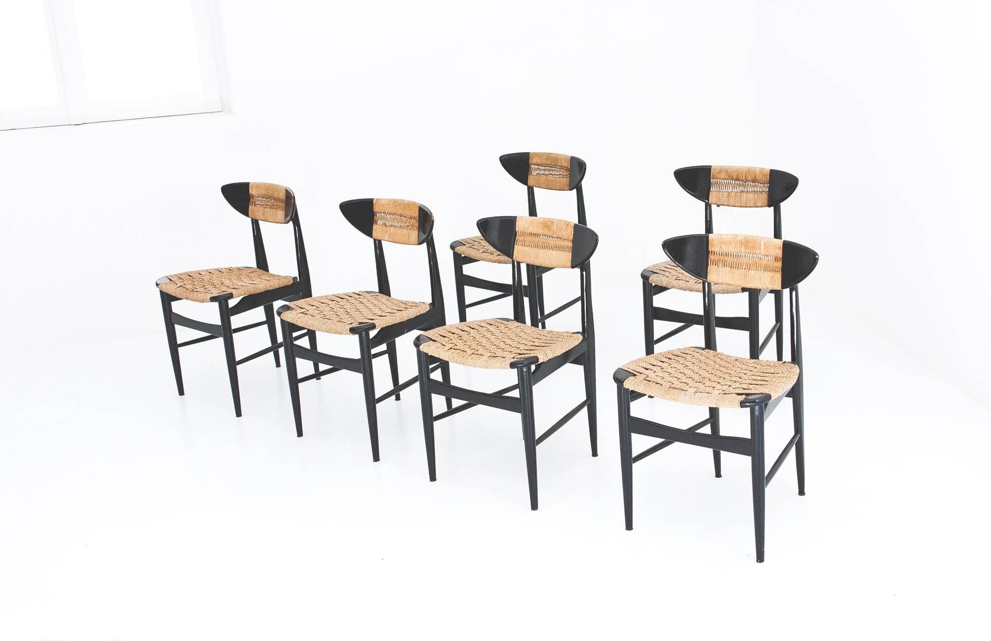 Mid-Century Modern Set of Six Mid-Century Danish Chairs, 1950s