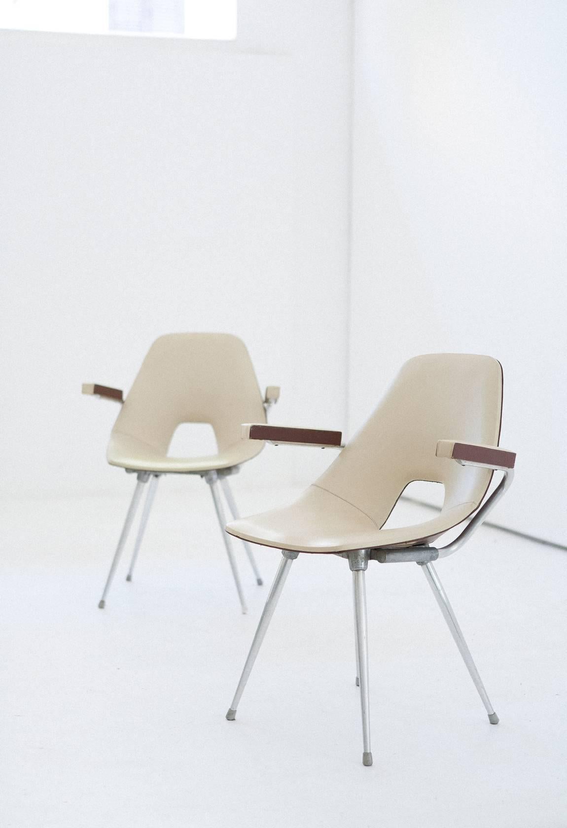 Aluminum Mid-Century Italian Skai Chairs by S.I.A. Bologna, 1950s, Set of Two