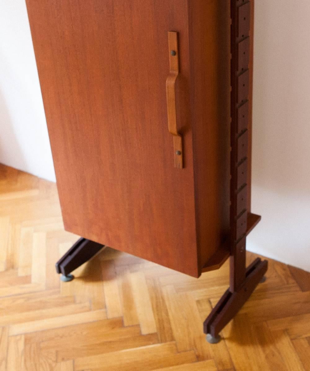 Italian Rosewood, Mahogany and Brass Cabinet, 1950s In Excellent Condition In Rome, IT