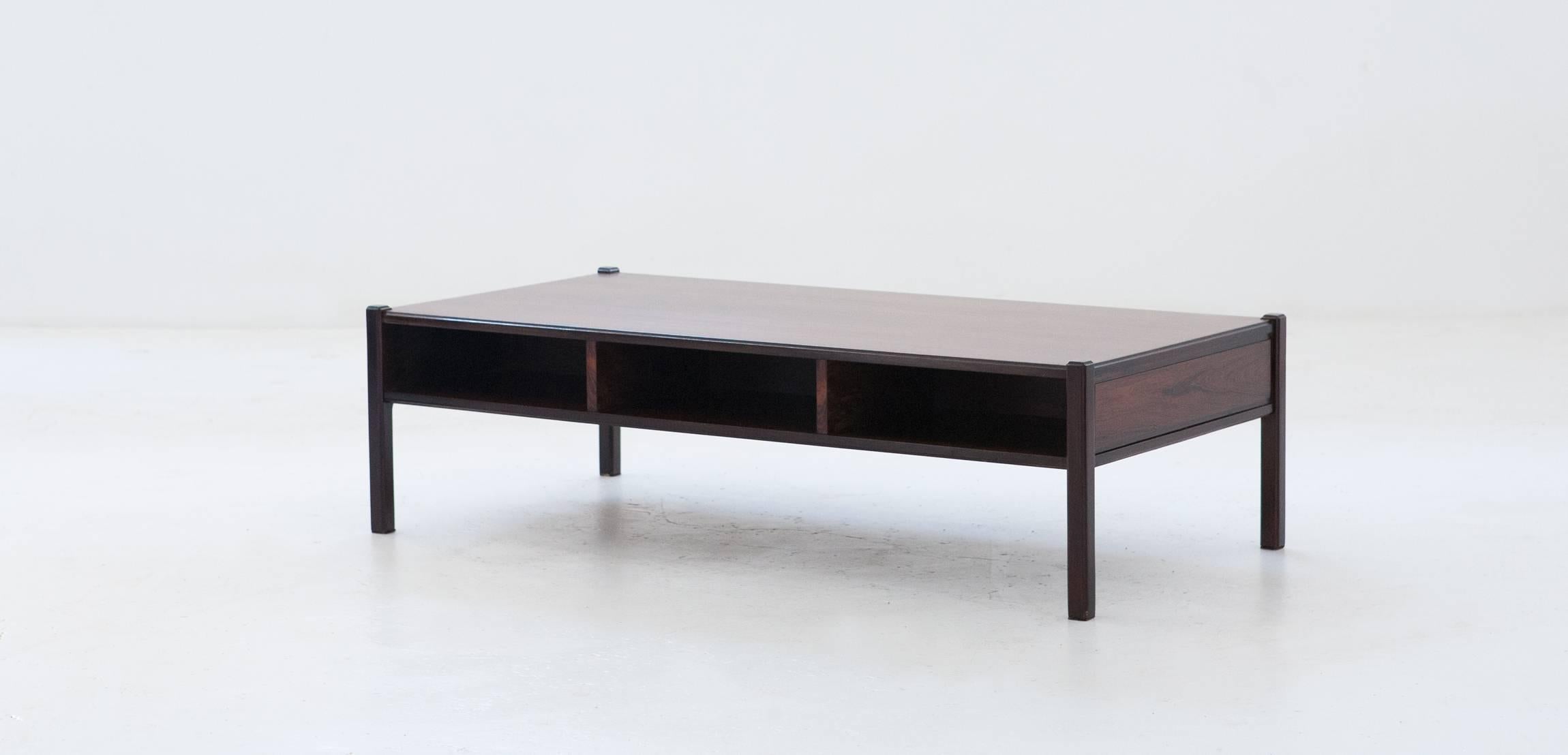 Mid-20th Century Italian Rosewood Coffee Table, 1960s