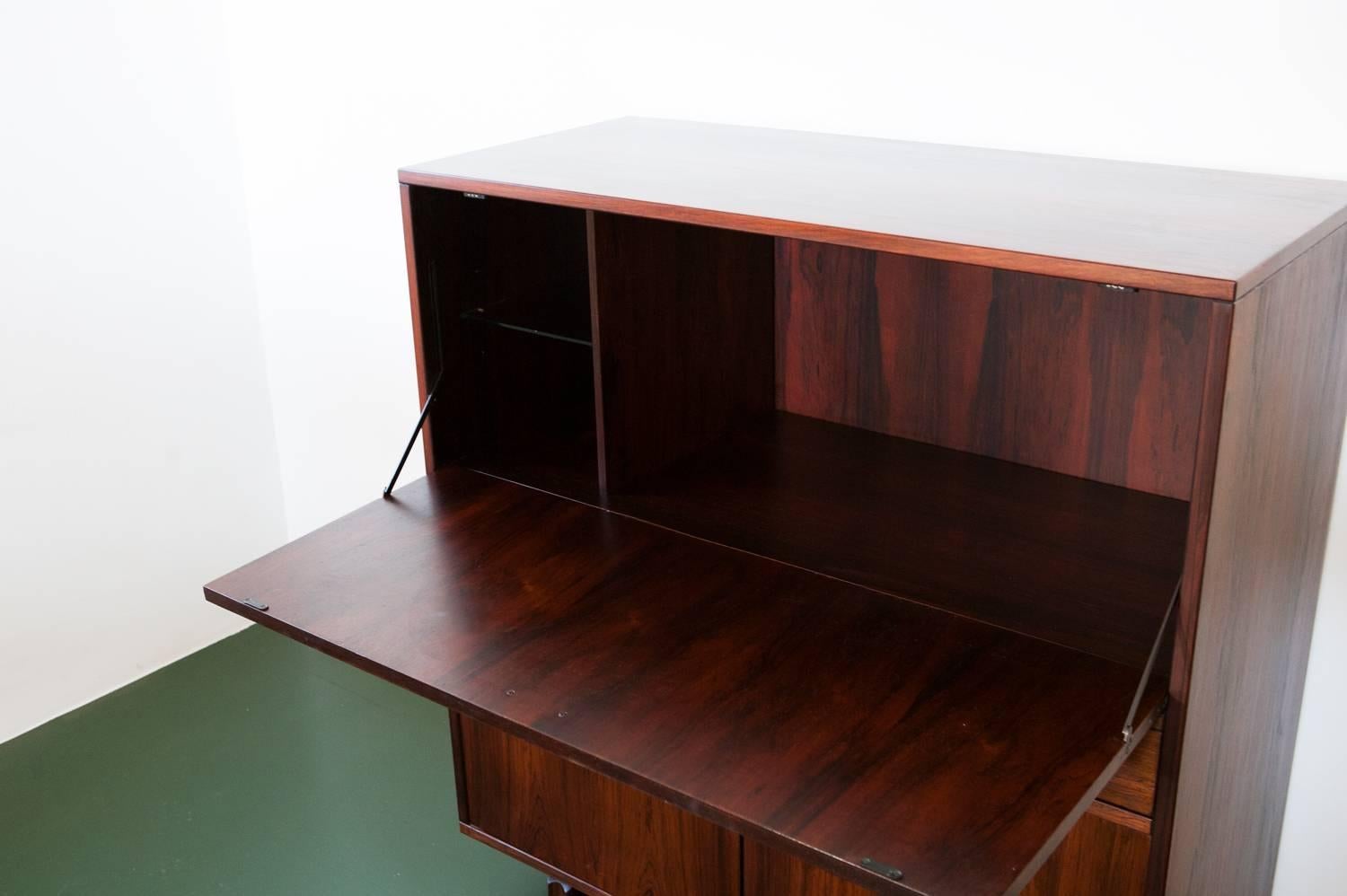 Brass Italian Rosewood Credenza with Bar by 'Stildomus', 1960s