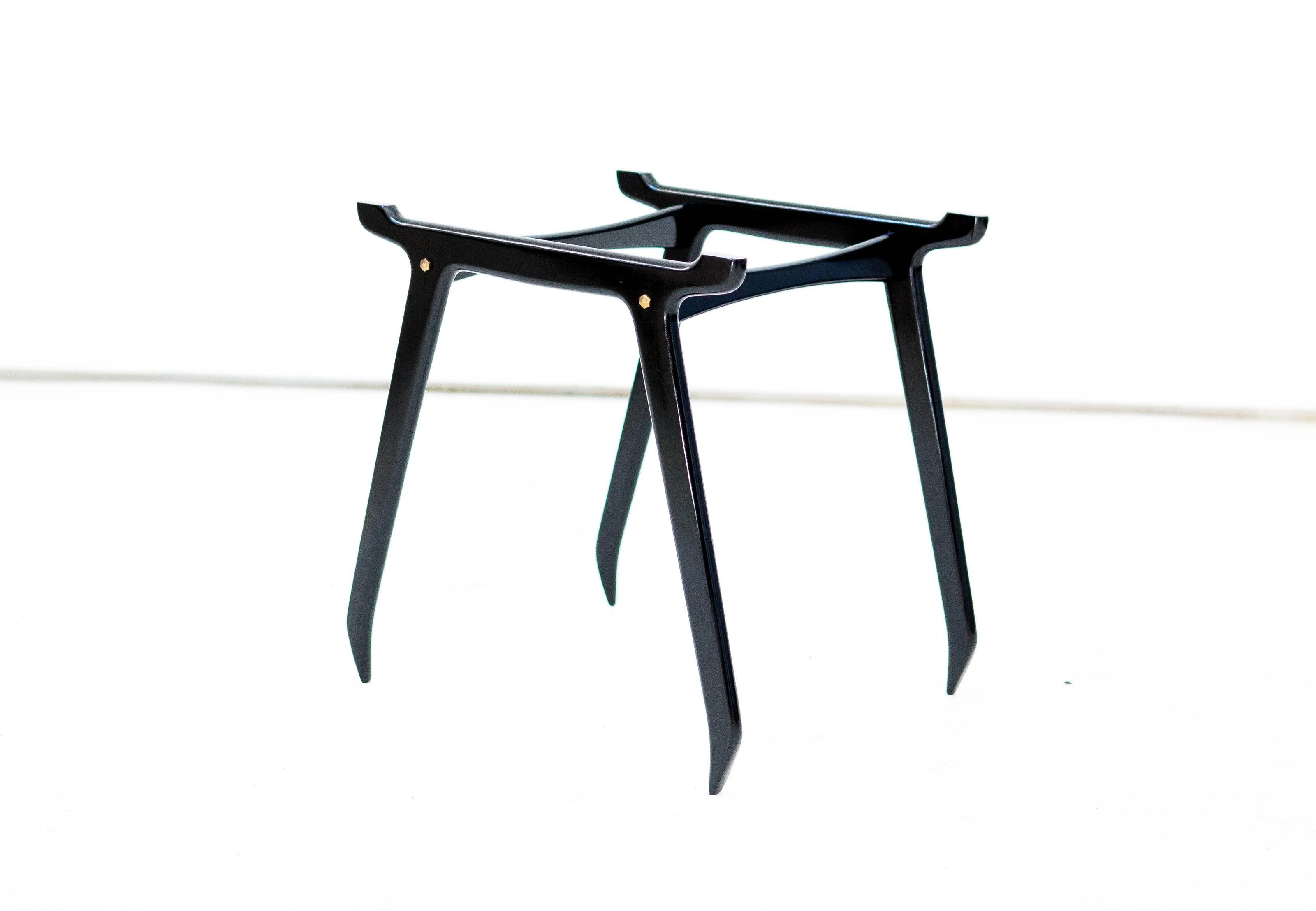 Mid-20th Century Italian Black Wood and Glass Coffee or Service Table by Cesare Lacca, 1950s