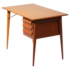 Italian Mid Century Desk Table in Mahogany Wood and Iron, 1950s