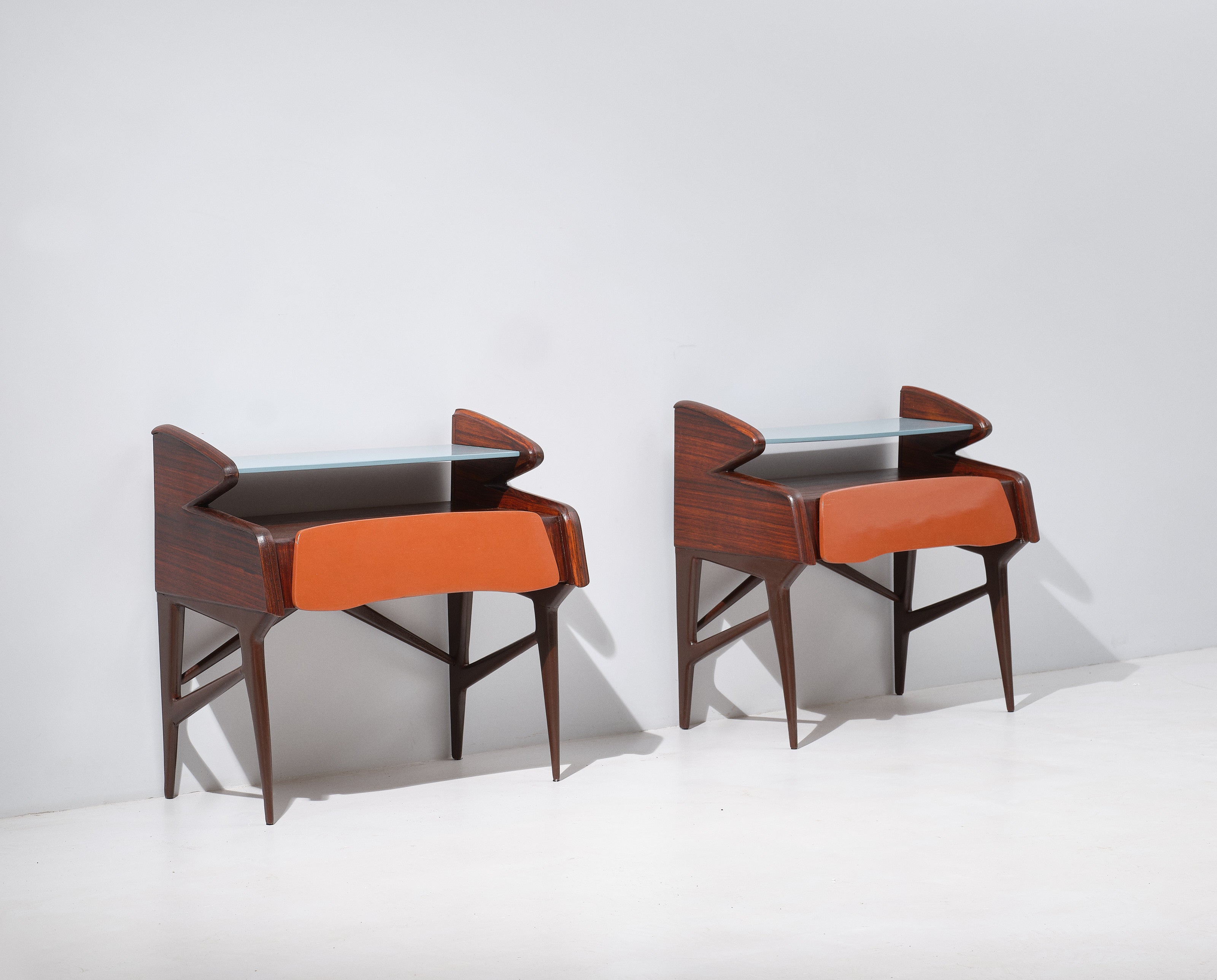 Italian Design And Brutalist Style White Concrete Stone Bedside Table