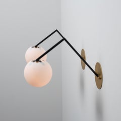 1950s Italian Mid-Century Wall Sconces with Opaline Glass Globes