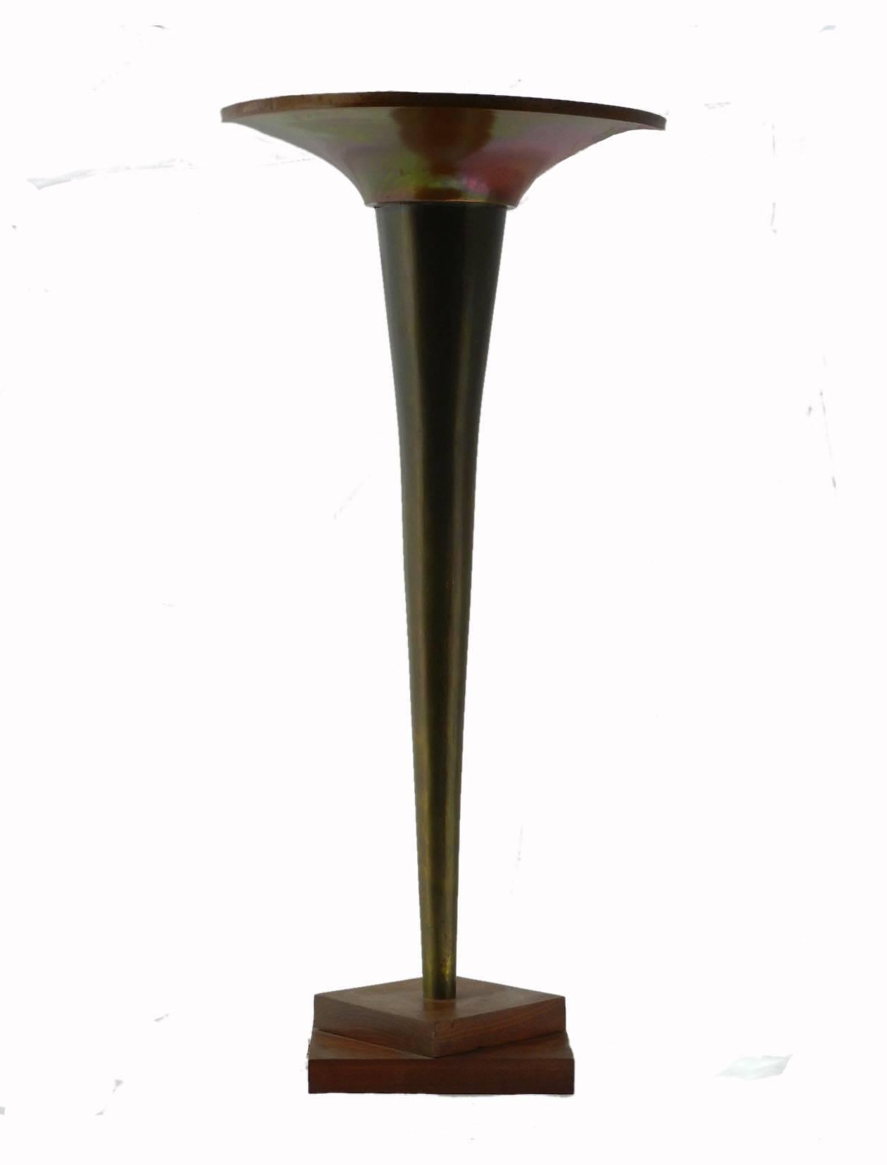 French Art Deco Lamp Copper Uplighter Large Table Light, circa 1930