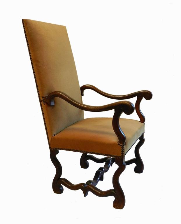 19th Century French Armchair Throne Chair Os de Mouton Louis XIII at