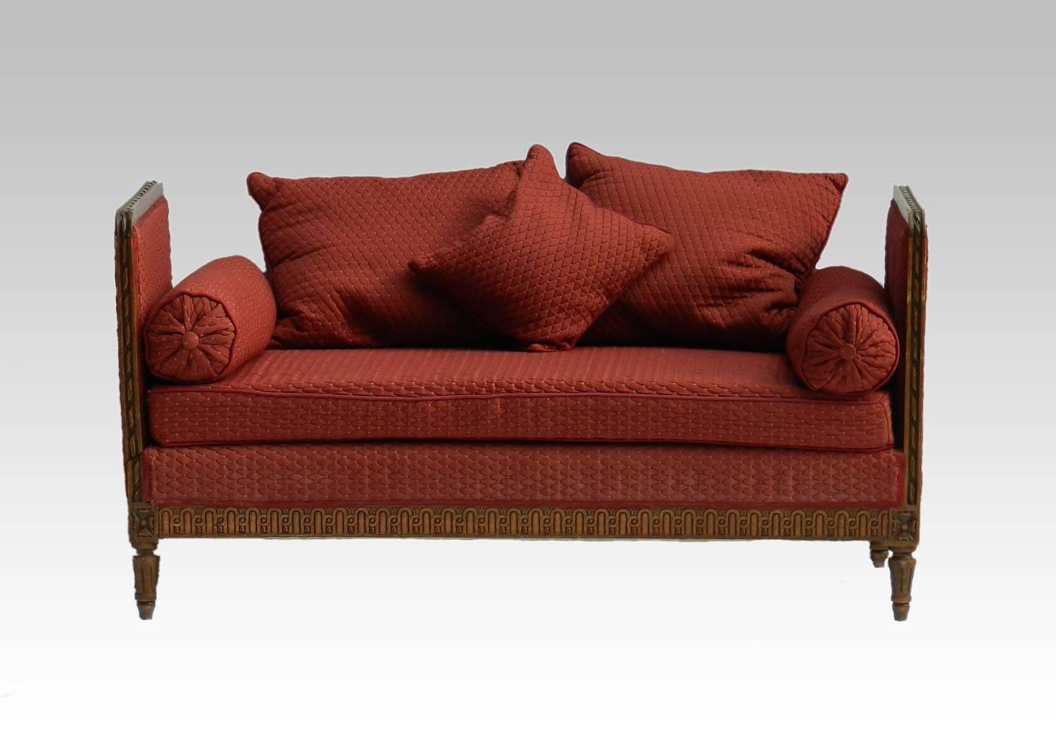 Louis XVI French Daybed Sofa or Single Chaise Longue in Oak, circa 1910-1920 Single Bed