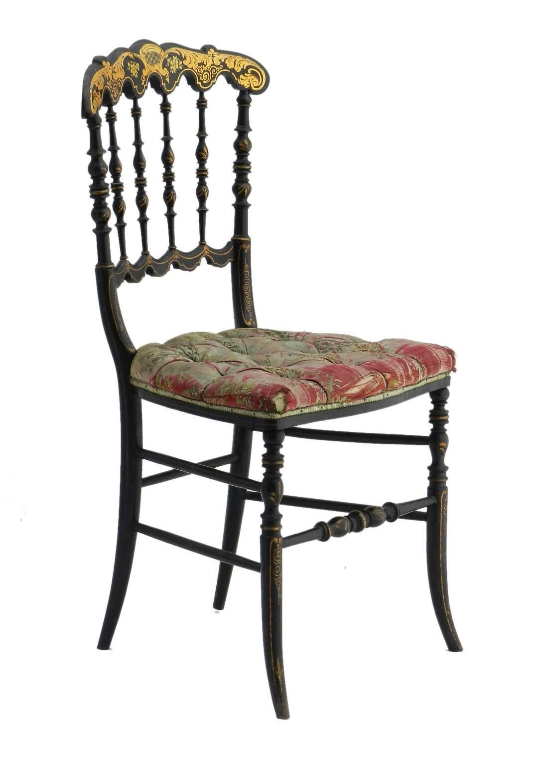 French Napoleon III Chair Chinoiserie Chiavari In Good Condition In Mimizan, FR