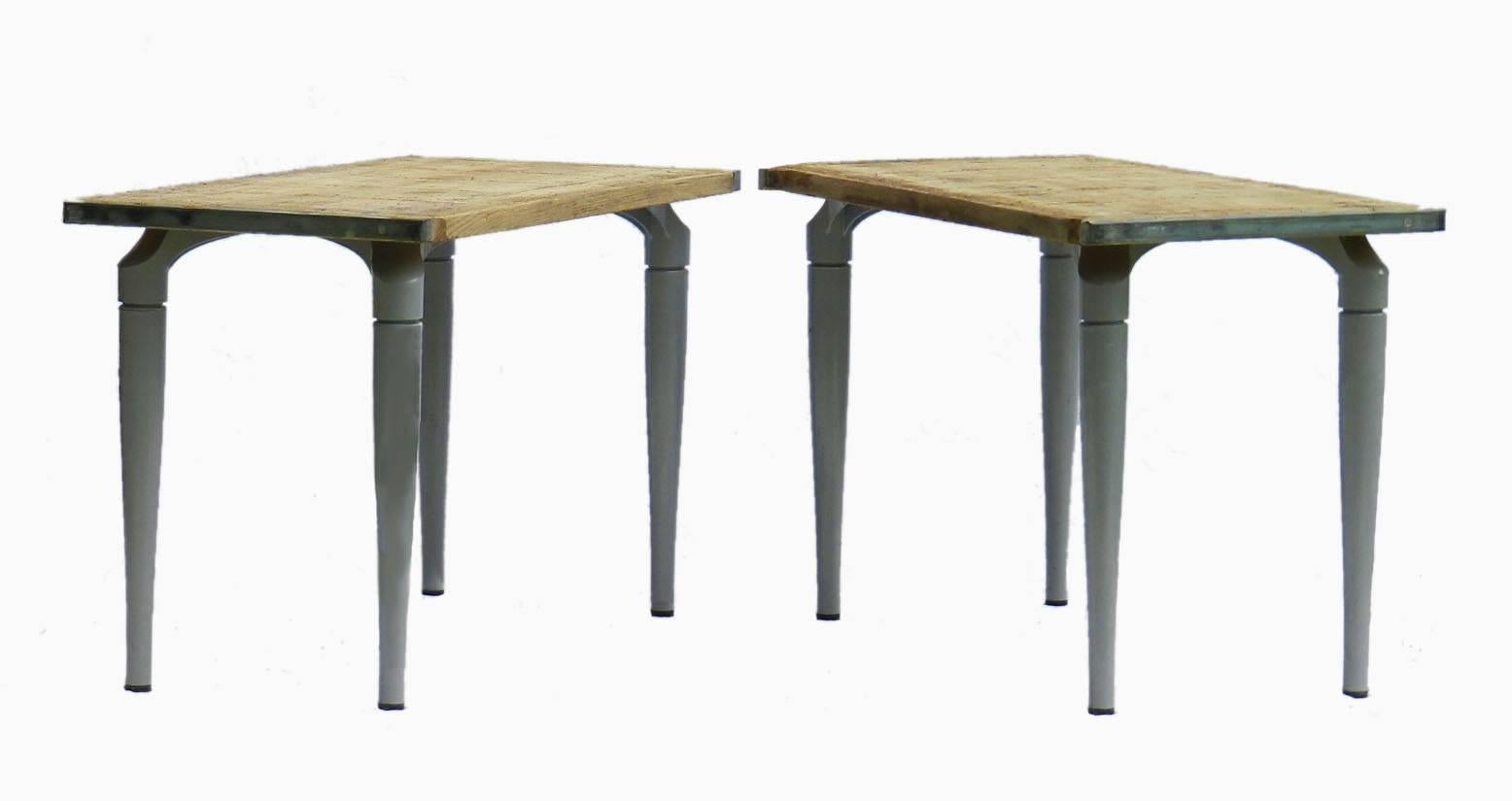 Two Side Tables French Industrial Pair Console Loft Kitchen Brutalist 1