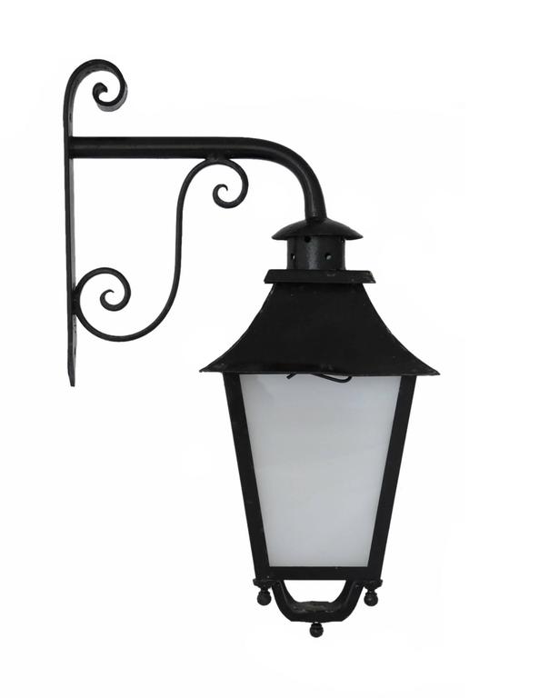 Outdoor Lantern Exterior Porch Wall Light Wrought Iron Glass At 1stdibs French Outdoor Lantern Exterior Porch Wall Light Wrought Iron Glass For