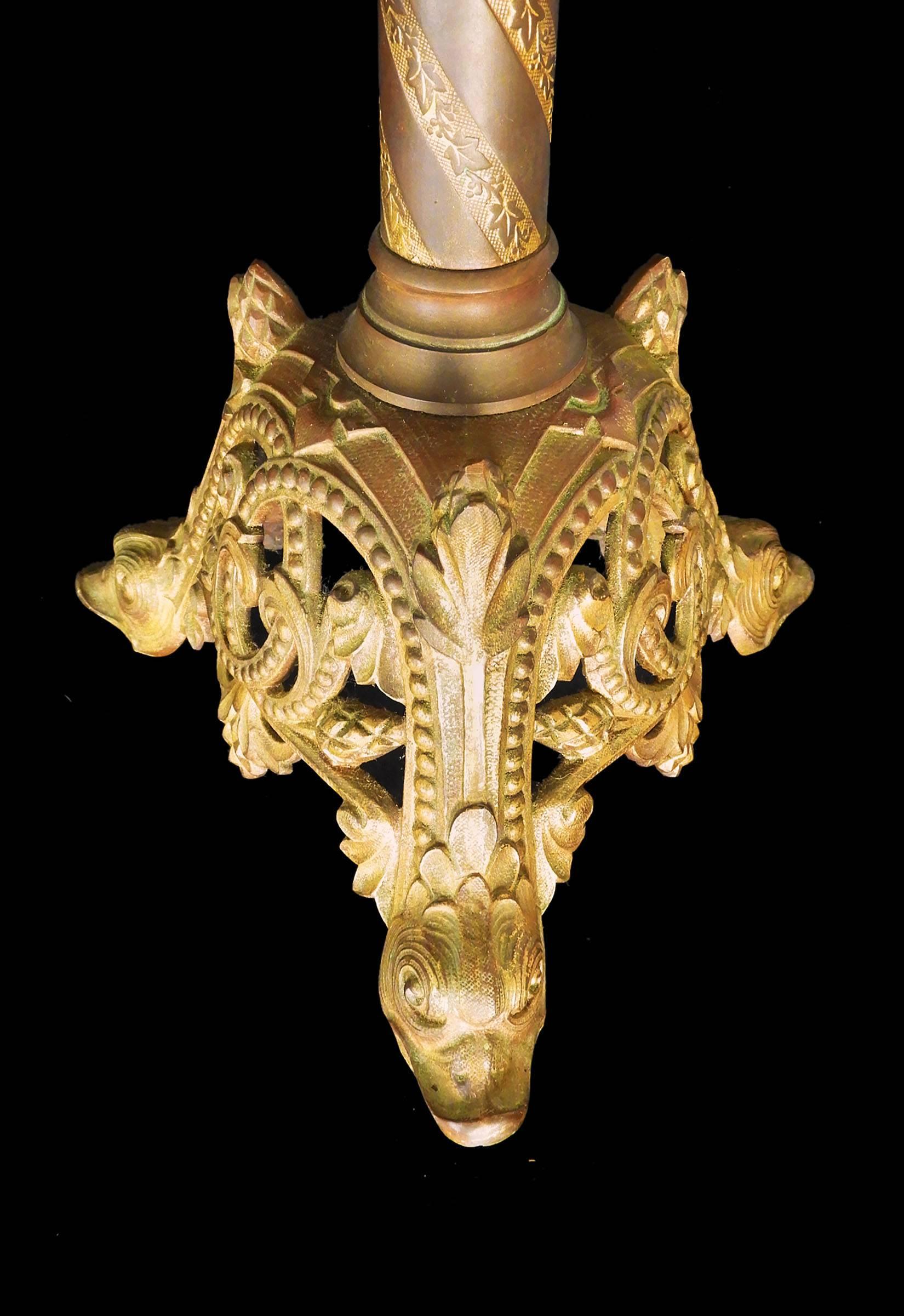 Pair of Candlestick Lamps French Church Gothic Revival, circa 1850 In Good Condition For Sale In Mimizan, FR