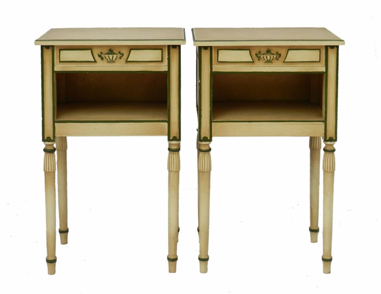 French Pair of Side Cabinets or Bedside Tables, 20th Century, Directoire Empire Revival
