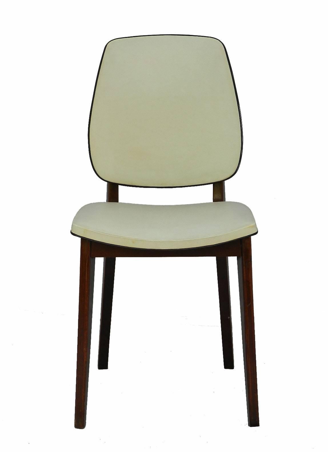 Mid-Century Modern Six Mid-Century Dining Chairs French Original Covers, 1960-1970