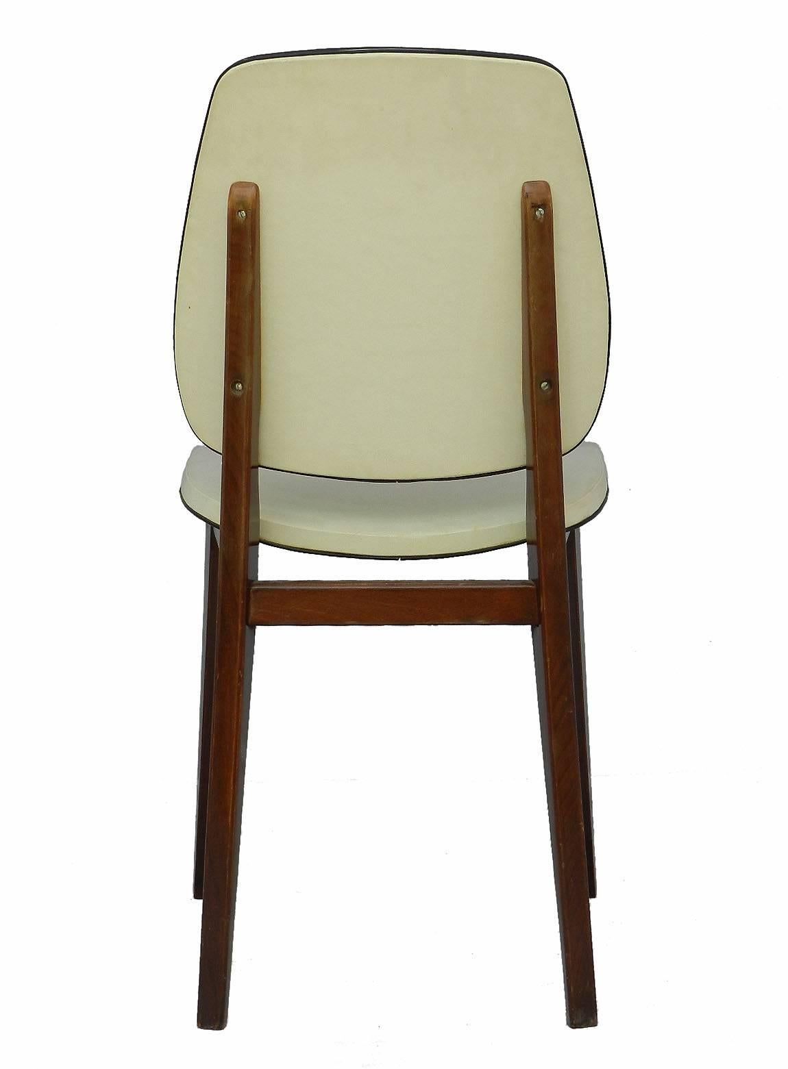20th Century Six Mid-Century Dining Chairs French Original Covers, 1960-1970