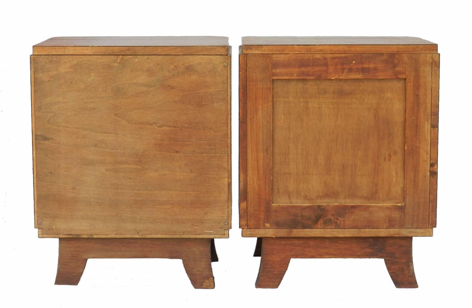 Pair of Art Deco Nightstands French Side Cabinets Bedside Tables, 1930s 1