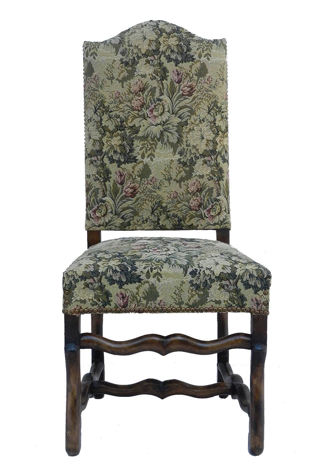 Louis XIII Six Dining Chairs Os de Mouton Original French Tapestry or to Recover