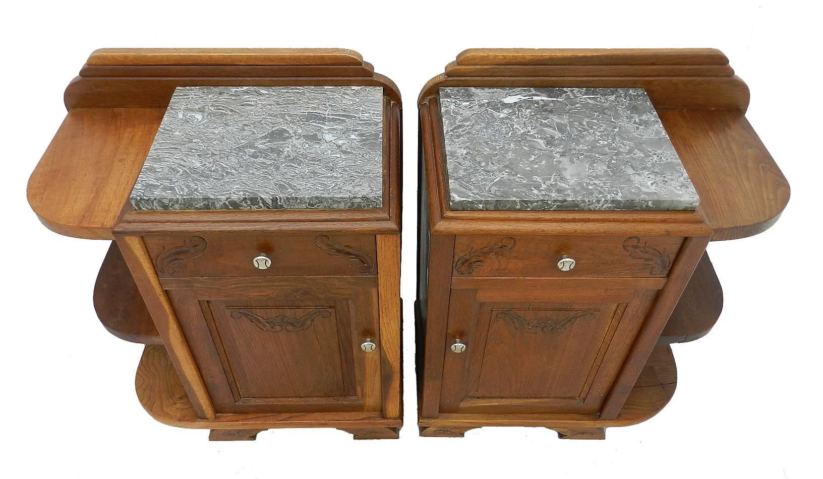 Pair of Art Deco Side Cabinets Bedside Tables Nightstand Book Shelves In Good Condition In Mimizan, FR
