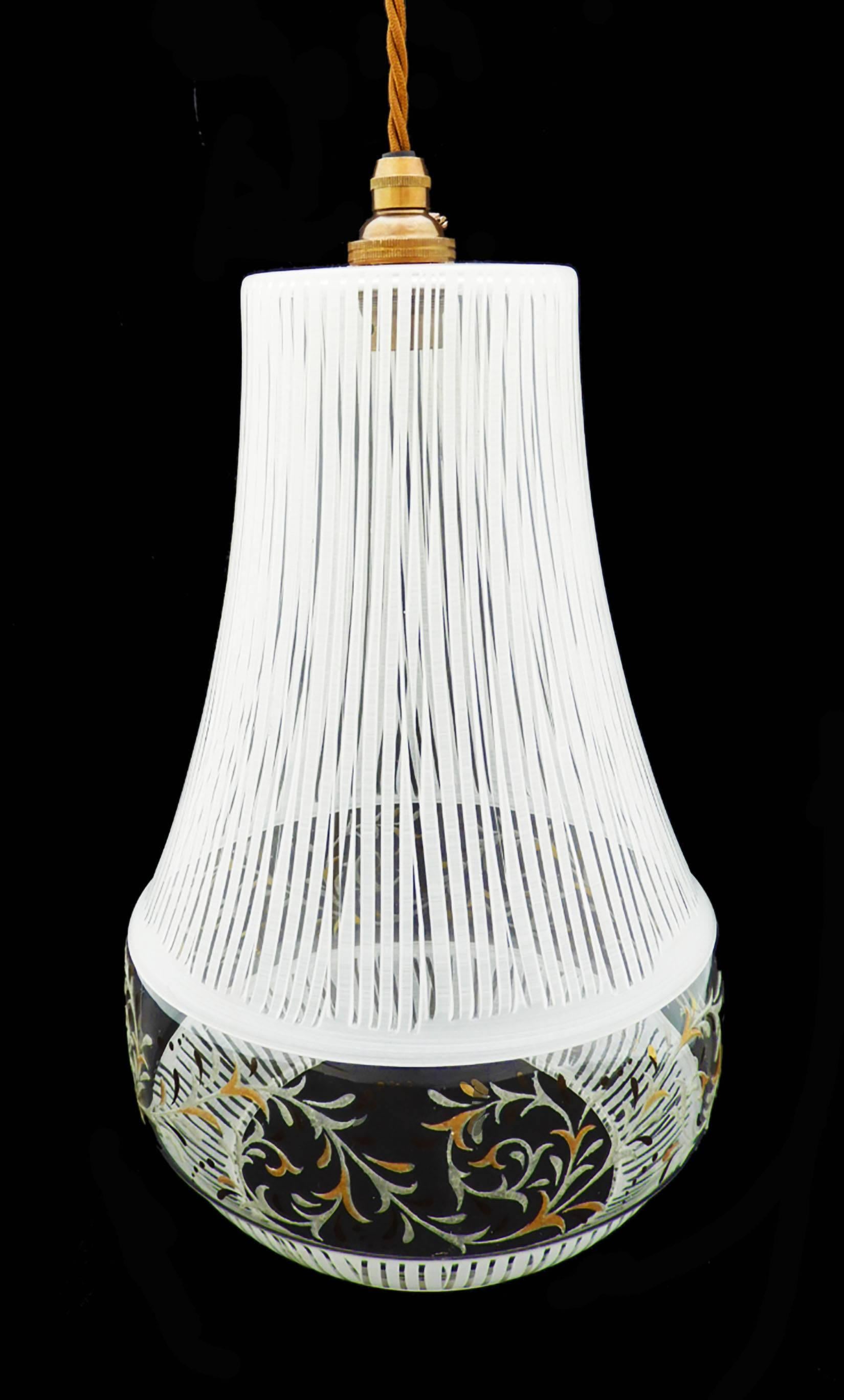 Mid-Century Modern Midcentury Pendant Light Decorative Glass French Ceiling Light, circa 1960s