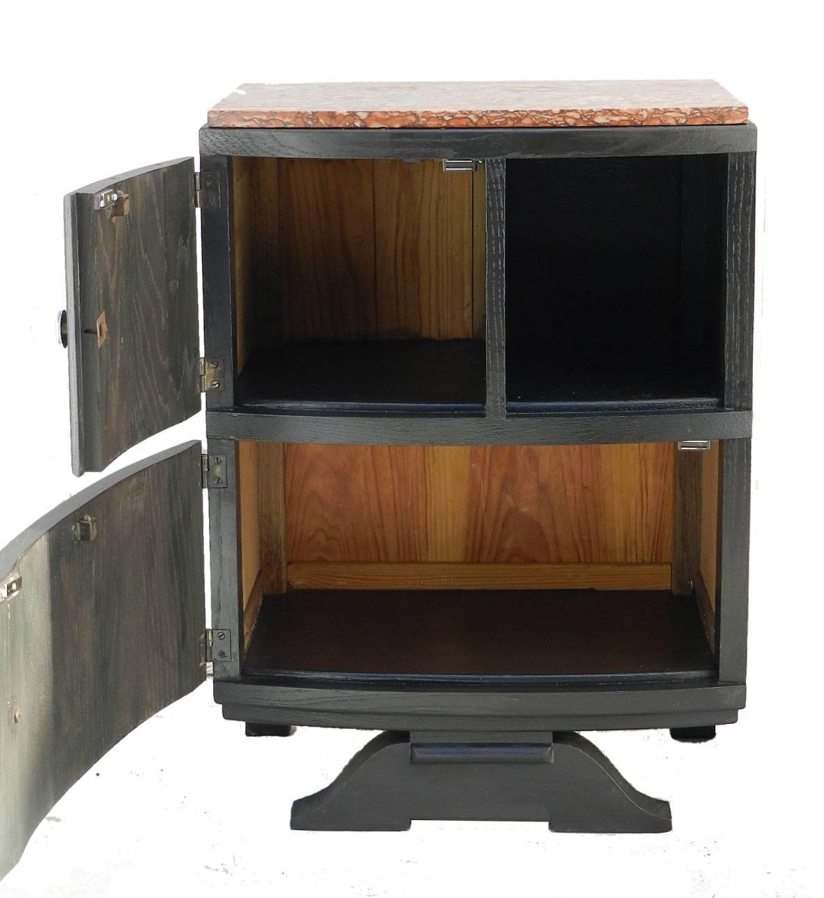 Pair of Art Deco Nightstands Ebonized Bedside Tables French Side Cabinets  In Good Condition In Mimizan, FR