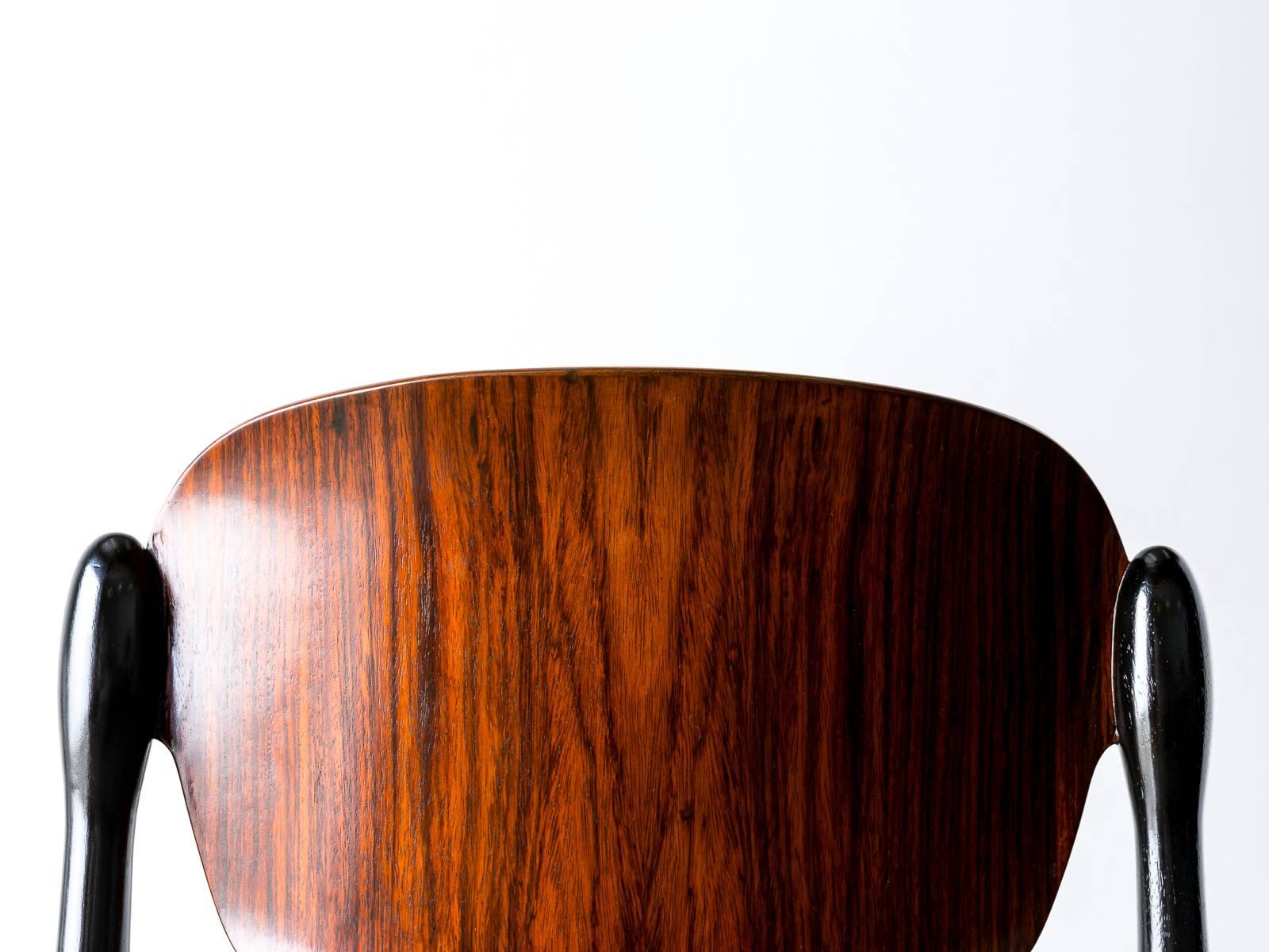 Mid-20th Century Rosewood and Black Lacquered 