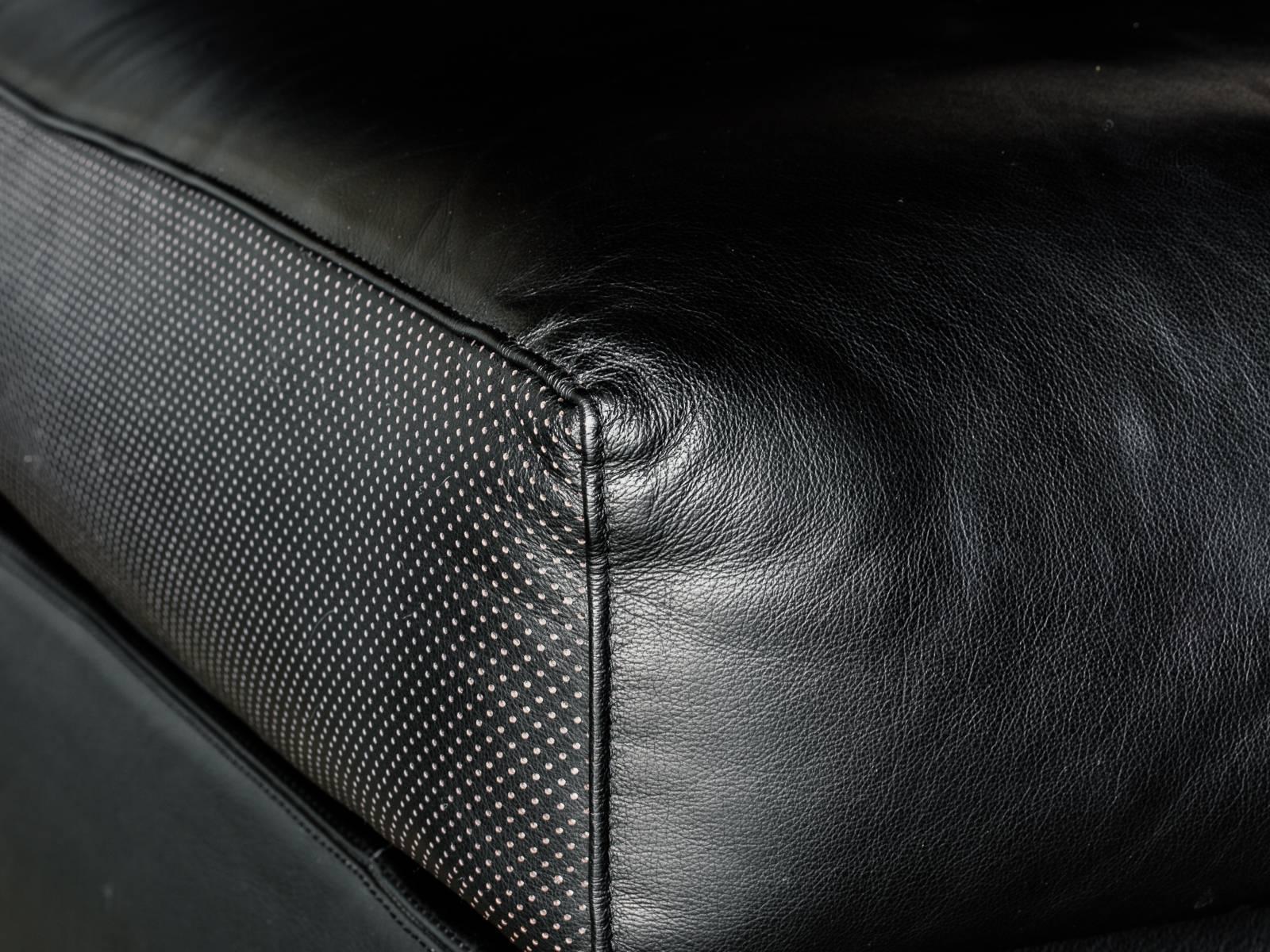 Modulares Sofa „Erasmo“ aus schwarzem Leder von Afra & Tobia Scarpa für B&B Italia, 1973 1