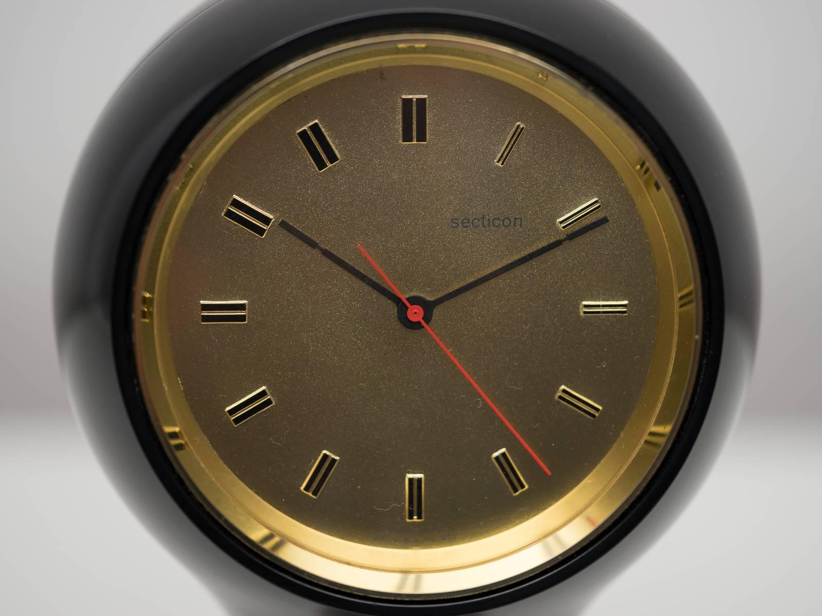 Angelo Mangiarotti Secticon Model T1 Table Clock in Brass and Black, 1956 In Good Condition In Los Angeles, CA