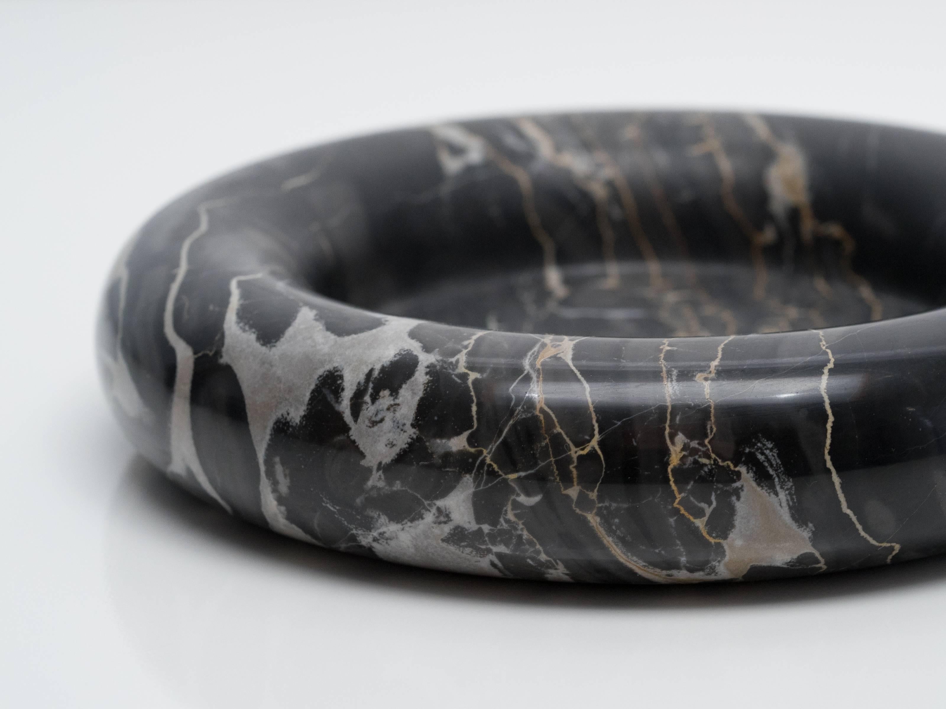 Large Black Marble Dish with Light Grey and Gold Veining by Up & Up, 1973 1