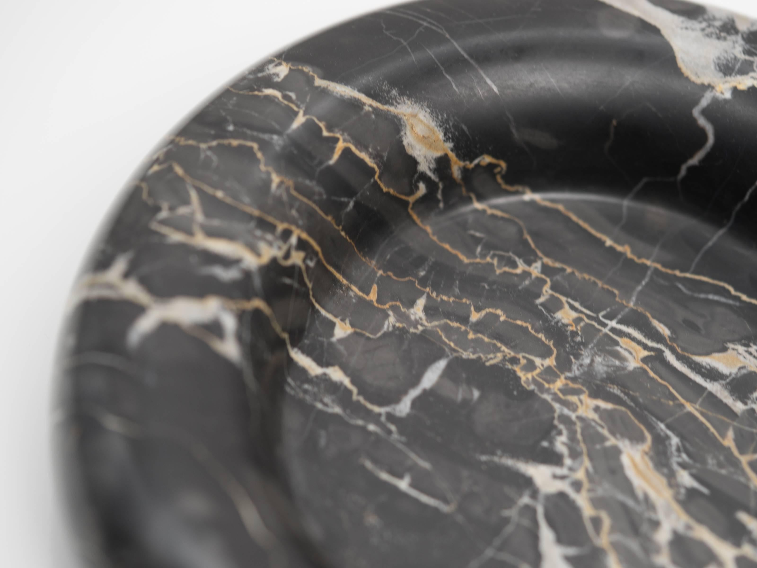 Large Black Marble Dish with Light Grey and Gold Veining by Up & Up, 1973 2