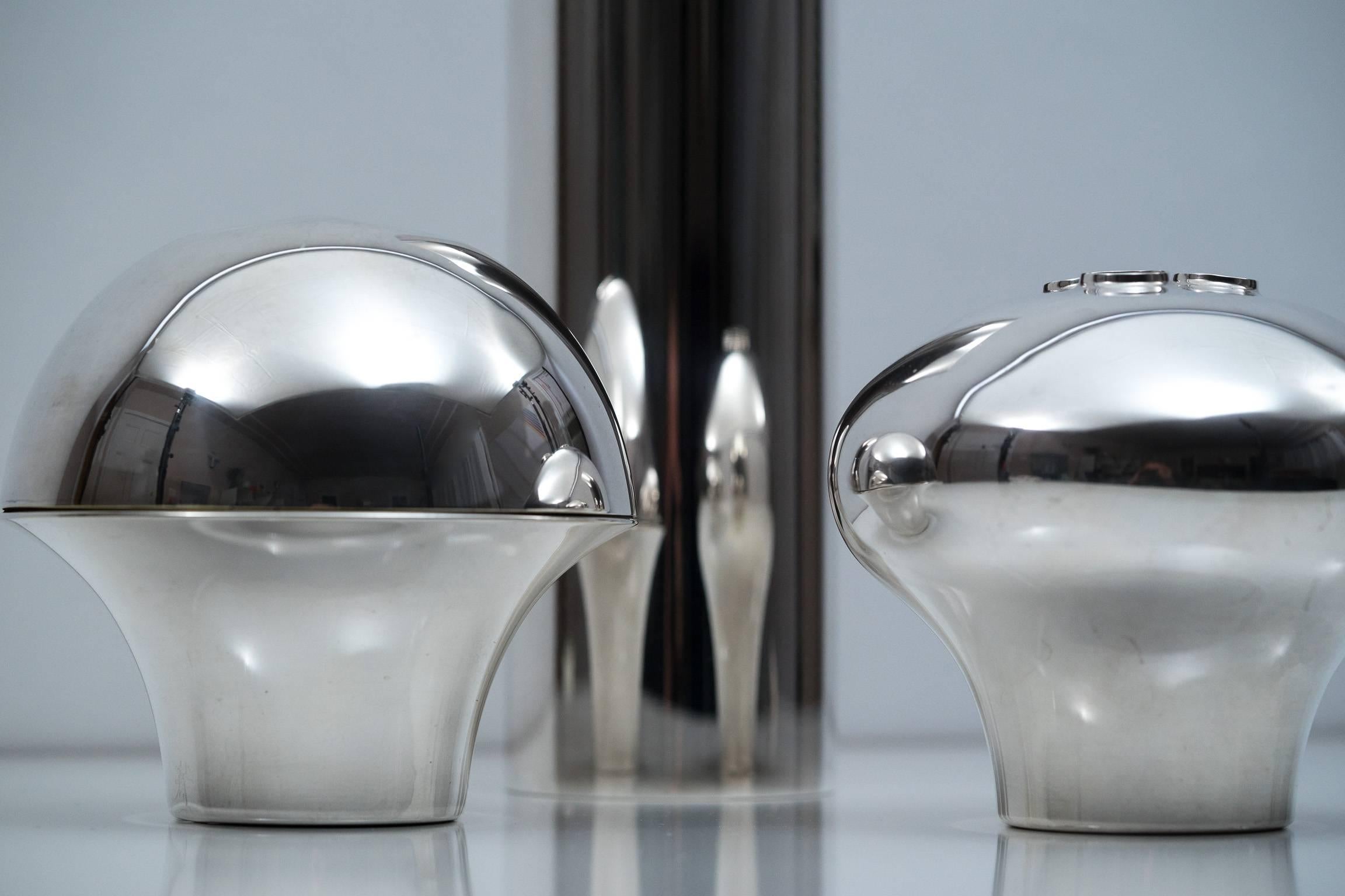 Three Lino Sabattini Silver Plate Vases for Sabattini, 1968-1980 In Good Condition For Sale In Los Angeles, CA