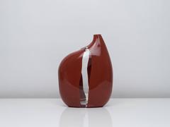 Sergio Asti Burnt Red Incalmo Murano Glass Asymmetric Vase for Salviati, 1960