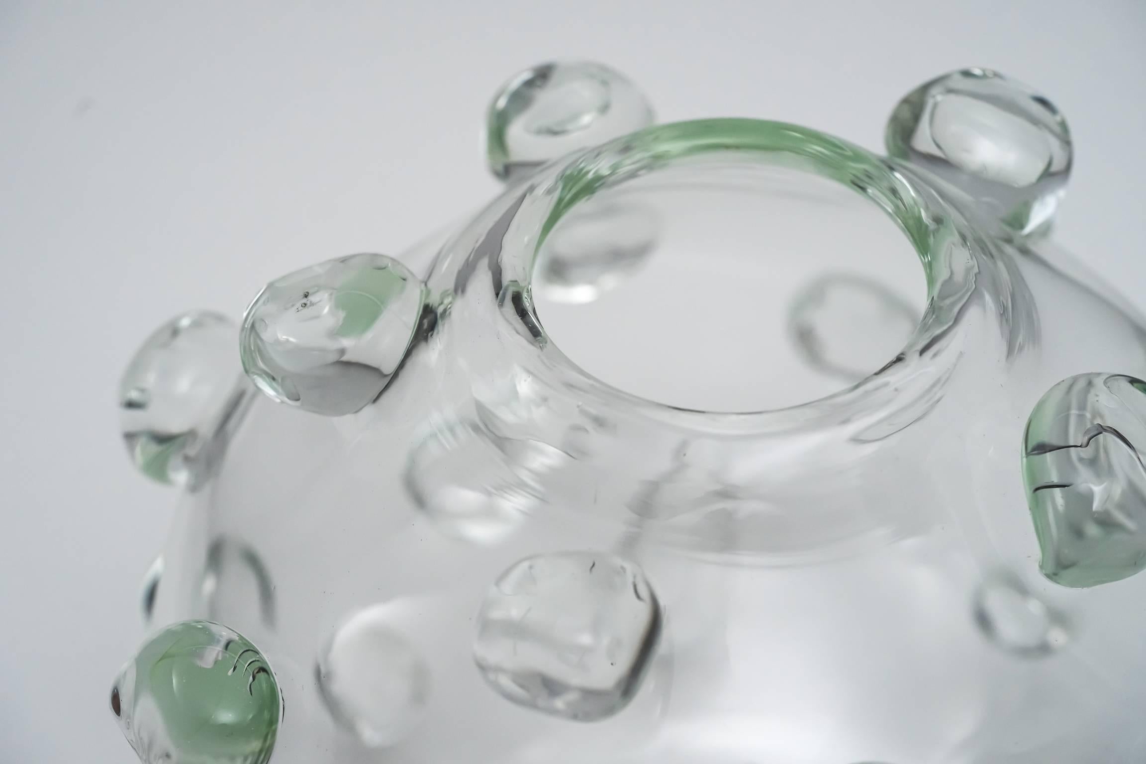 Mid-20th Century Glass Vase with Clear Optical Droplets by Luciano Gaspari for Salviati, 1962 For Sale