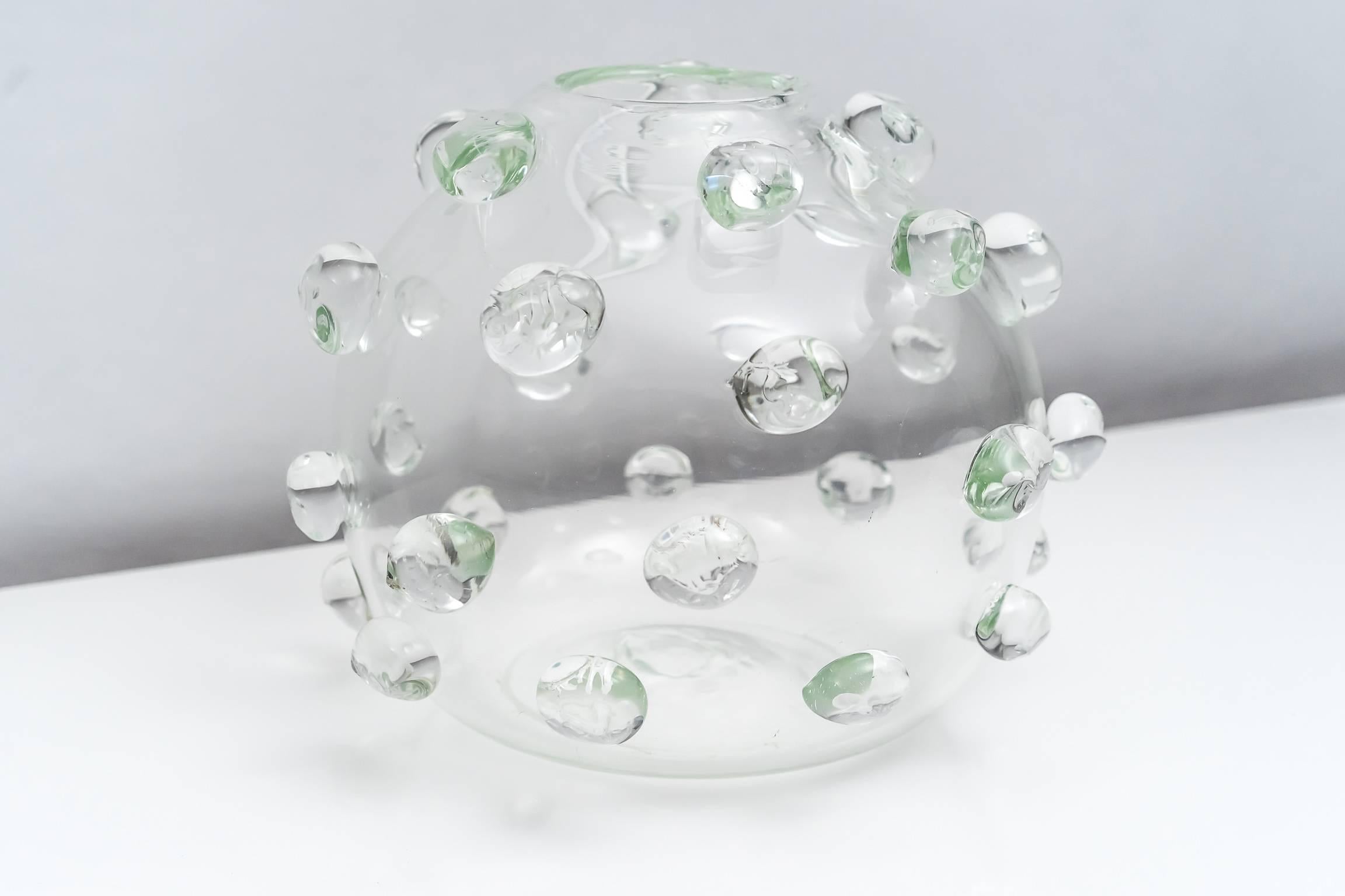 Glass Vase with Clear Optical Droplets by Luciano Gaspari for Salviati, 1962 For Sale 2