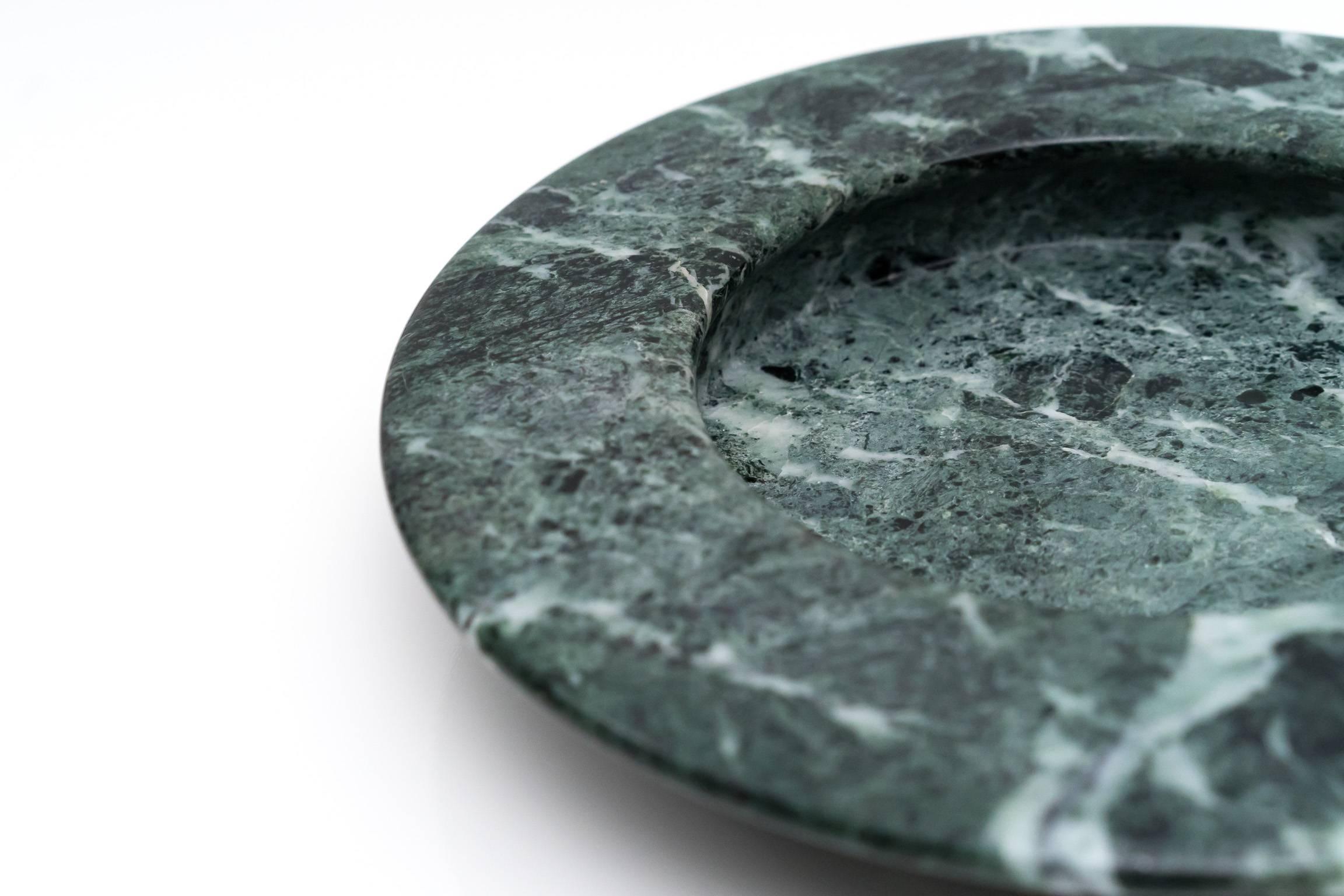 Modern Wide Rimmed Verde Alpi Marble Dish by Egidio di Rosa & PA Giusti for Up&Up, 1982