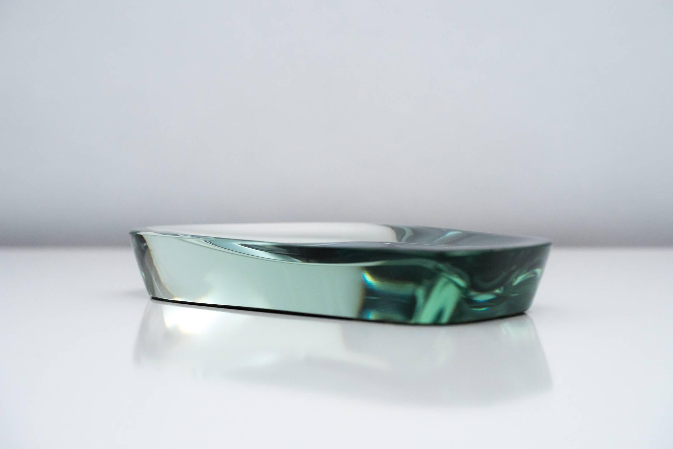 Italian Fontana Arte Cut and Polished Mirrored Glass Abstract Dish, 1950s