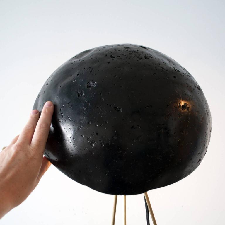 Funny Buddy Floor Lamp with Concrete Noggin and Brass Tripod Legs For