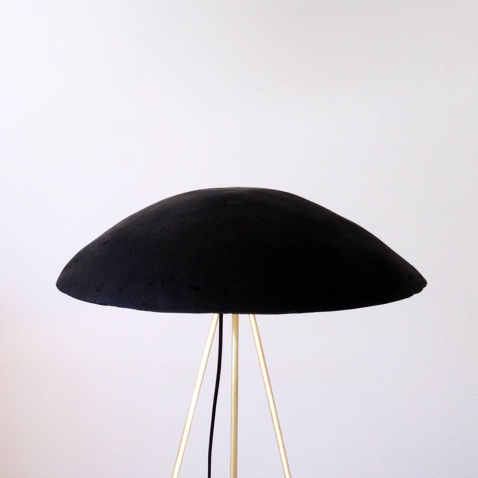 American Tall Buddy Floor Lamp with Concrete Noggin and Brass Tripod Legs